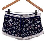 Fabletics Riho Shorts Womens Medium Blue Red White Polyester Start Pattern Draws Photo 0