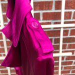 INC Raspberry pink trench satin coat Medium Photo 3