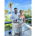 LIV FOSTER Blue Orange Abstract Watercolor Wave Pattern Halter Neck Maxi Size 6 Photo 12