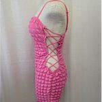 Criss Cross Side Bubble Pink Dress Photo 2