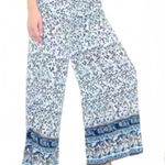 Indero Women's Large Chic Trendy Floral Wide Leg Lounge Pants Boho White Photo 0