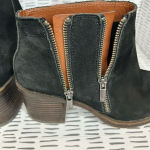 Lucky Brand  LK-Roquee Nubuck Leather Double Zipper Black Ankle Boots‎ size 9 Photo 4