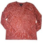 Vera Wang Simply Vera  Long Sleeve Top Crewneck Tee Textured Knit Rust Size M Photo 4