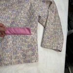 Lane Bryant  Women's Tweed Blazer Jacket Pink Purple Size 28 Floral Brooch New Photo 7