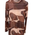 SheIn  sheer brown long sleeve dress size 0x Photo 0