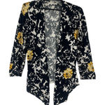 Cache Dark Floral Open Sweater Sz L Preppy Floral Old Money Asymmetrical Light Photo 0