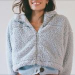 BDG  Light Grayish Blue Crop Teddy Jacket Size S NWT Photo 1