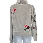 Bella Canvas Juicy Couture Black Label Gray Bedazzled Mushroom Flower Zip Up Hoodie size S Photo 5