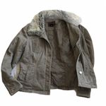 Calvin Klein Quilt Lined Trucker Jacket Faux Fur Collar Khaki Green Size Large Photo 3