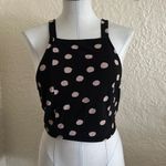 Urban Outfitters Black Polka Dot High Neck Cropped Tie Back Tank Top Small Photo 1