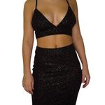 Urban Outfitters UO Babyboo Black Sparkly Sexy Two Piece Set Tank & Mini Skirt Small Photo 0