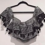 American Eagle off the shoulder black white coquette crop top Photo 1