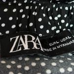 ZARA Black Polka Dot Wide Baggy Palazzo Leg Drawstring Boho Trousers Pants L Photo 4