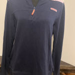 Vineyard Vines Women’s Half-Zip Navy Pullover Sweatshirt w/Pink Shoulder Detail Photo 0