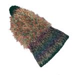 Vintage Multicolored Eyelash Beanie with Pom Green Photo 1