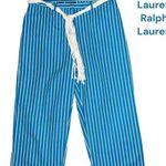 Lauren Ralph Lauren dark aqua blue Capri cuffed pants with white stripes… Size 12 Photo 1