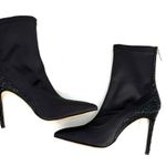 Badgley Mischka Black Jeweled Rhinestone Satin Boots Size 6.5 Photo 4
