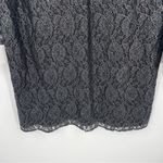 Michael Kors Floral Silver Metallic Lace Shift Shirt Mini Dress Size 12 Black Photo 4