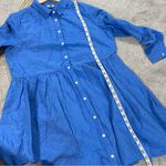 J. Crew Factory Women’s Eyelet Mini Shirt Dress Longsleeve Collared in Blue 14 Photo 16