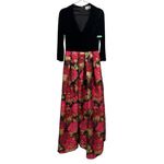 Eliza J Velvet Bodice Jacquard Ballgown Black Gold Burgundy 4 Photo 3