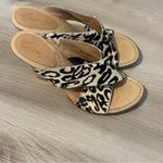 Born Crown By Leopard Print Criss Cross Cork Heeled Slip On Mules Size 8 Tan Photo 1