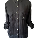 Loft Women's MP Gray Collared Blouse Roll Tab Sleeves Casual Business Casual Photo 0