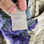 Vintage Quirky Roses and Postcards Print Linen Blend Sleeveless Dress Purple Size M Photo 3