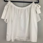 H&M NWT  White Cotton Baby Doll Off The Shoulder Short Sleeve Top Bows Size 4 Photo 2