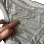 Tadashi Shoji  Silver Metallic One Shoulder Dress Photo 14