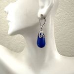 Isaac Mizrahi  blue and silver tone drop Earrings Photo 0