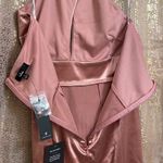 Lulus  impressive style mauve satin halter bodycon mini dress, size L NWT Photo 8