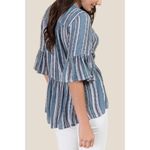 Womens Francescas Blue Rain Sierra Striped Peplum Top Photo 2
