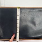 Vintage 70s Swagger Spectator Bag Leather Black Brown Trim Basic Shoulder Bag Photo 14