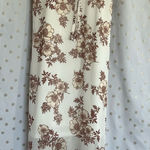 No Comment Chic White Maxi Dress with Brown Floral Design Photo 0