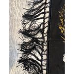 Vintage KASHMIR Scarf 100% Reine Wolle Handdruckt fringe MIT Viscose Fransen Photo 7