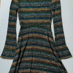 Dark Green Striped Knit Long Sleeve Mini Dress Size XS ✨ Photo 1