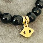 Faceted Black Onyx Beaded Stretch Evil Eye Bracelet Photo 4