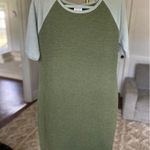LuLaRoe  Knee Length T-shirt Dress Green Gray Comfy Lounge Stretch XL Streetwear Photo 1