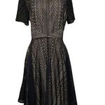 Alex Marie Lace A-line Dress in Black Short Sleeve Handkerchief Skirt Size 12 Photo 0