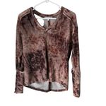 Red Haute Red‎ Haute XS Tie Dye V-Neck Long Sleeve Velour Pullover Top Casual Boho Soft Photo 1