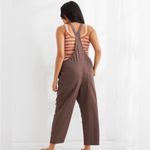 Aerie Werk & Play Twill Raw Hem Overalls in Relic Brown Size Medium Photo 1