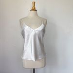 Frederick's of Hollywood Vintage 90s Solid White Satin V-Neck Tank Top Photo 1