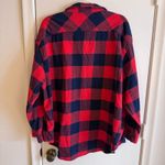 Aerie  Lumber Jane Flannel Shirt Red/Navy Blue Buffalo Plaid LS Shirt Size Large Photo 2
