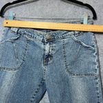 Y2K Women's Cargo Capri Jeans Size 7/8 Low Rise Distressed Pockets‎ USA Blue Photo 2