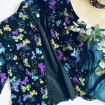 Vintage style Y2K colorful butterfly padded shoulder quilted embroidered jacket Black Size M Photo 4