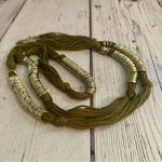 Olive Thread and Silver Ring Necklace, 36” Boho Festival Style 🌼 Green Photo 2