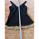 Papaya  women sleeveless chiffon cami top black beige beaded straps ruffle hem Photo 4