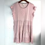 Knox Rose M Tiered Gauzy Lightly Smocked Mauve Textured Mini Dress Photo 7