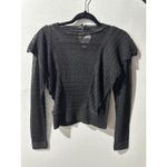 Zara Knit Black Italian Yarn Crochet Long Sleeve Top Ruffle Detail‎ M Size M Photo 2