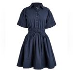 J.Crew  Elena Mini Shirt dress in Cotton Poplin Navy Blue Size 0 NWT Photo 3